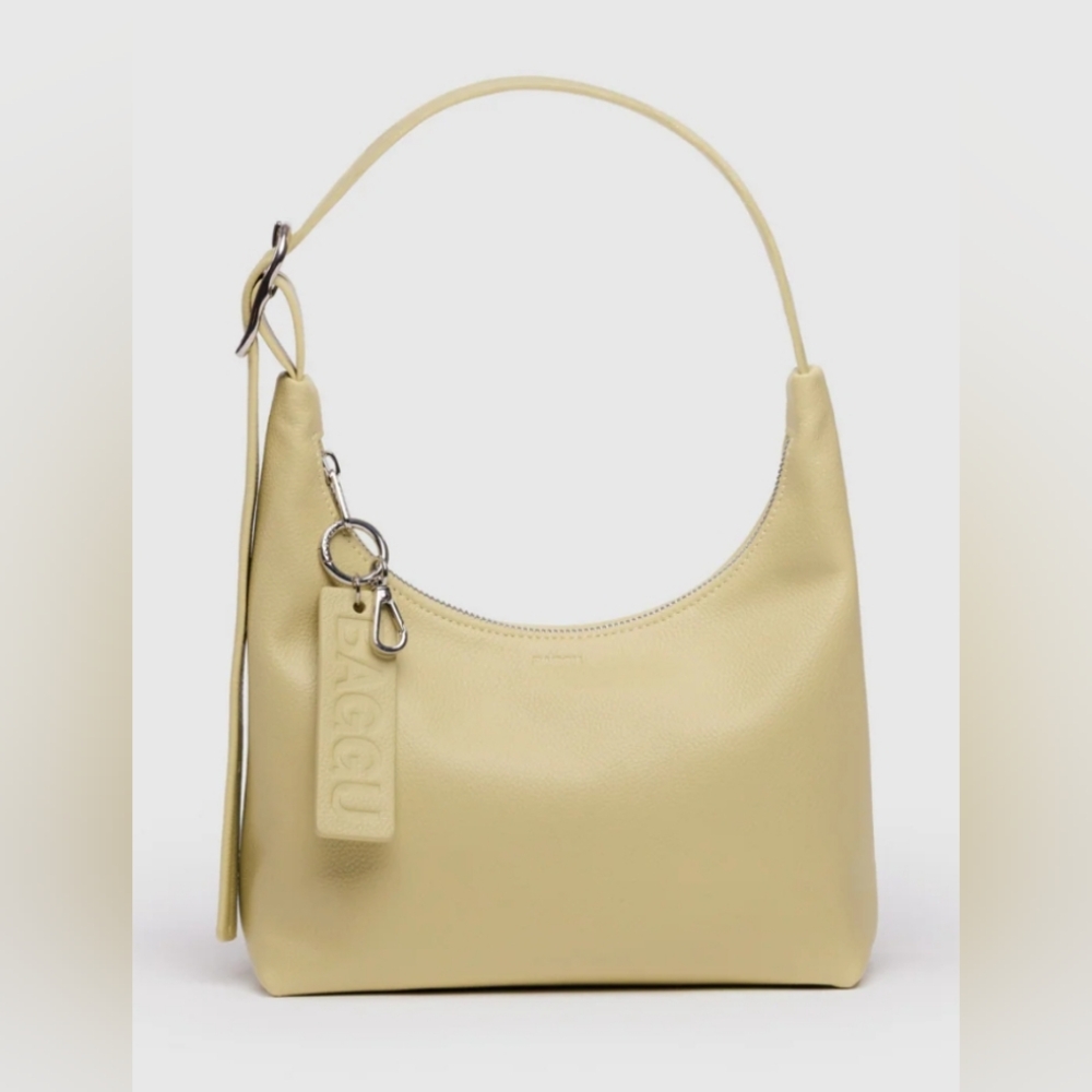 Baggu Mini Leather Shoulder Bag - Straw